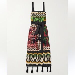 FARM RIO Coconut Tree Flow Scarf Multi-Color Printed Midi Dress M